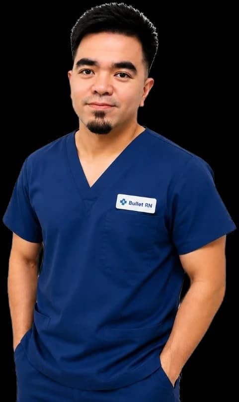 Rypollete Vargas, NCLEX coach in navy scrubs